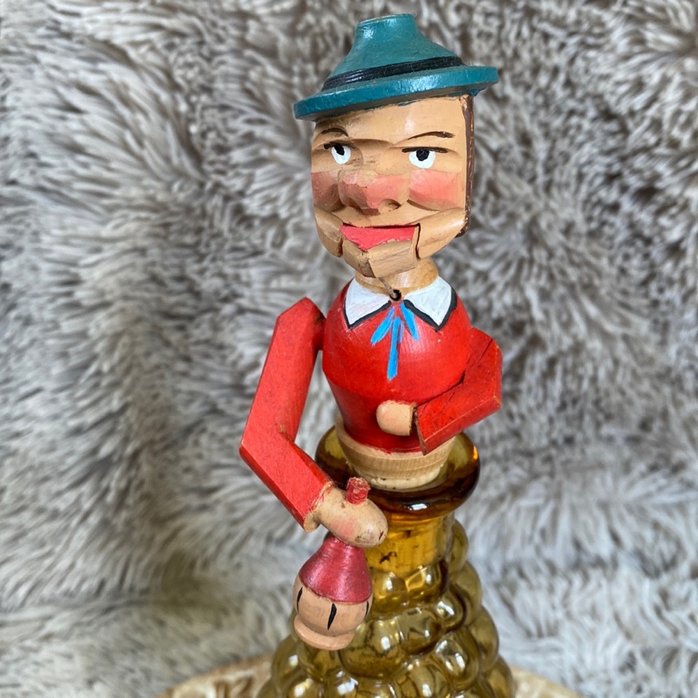 HAND CARVED WOOD GERMAN PUPPET WINE CORK EUC